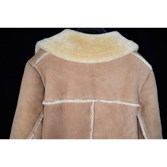 Vintage Lakeland Tan Suede Field Coat Men's Sz 42 Wool Lining Trim Button Up - Picture 6 of 11